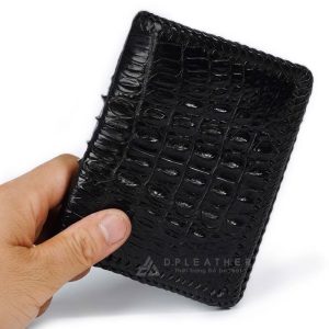 Ví da cá sấu gai lưng đan viền 2 mặt dáng đứng DVCS-312D màu đen