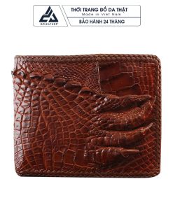 Ví da cá sấu nam đan viền 1 mặt móng cá sấu