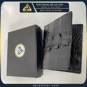 Ví da cá sấu dáng đứng gai đuôi màu đen