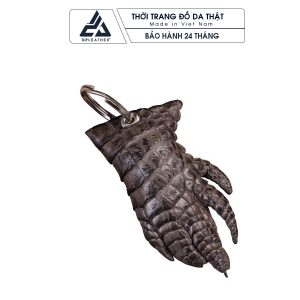 Móc khóa bàn chân cá sấu thật 100% màu nâu cà phê