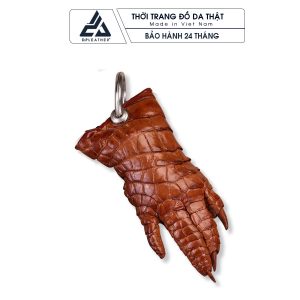 Móc khóa bàn chân cá sấu thật 100% màu nâu cà phê