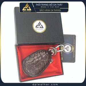 Móc khóa xe máy da cá sấu thật DMKX-201-BR Nâu kèm hộp sang trọng