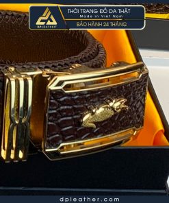 Thắt lưng da cá sấu đa viền - da bụng cá sấu liền không nối