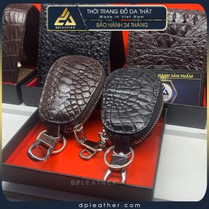 Móc khóa xe máy da cá sấu thật đen và nâu