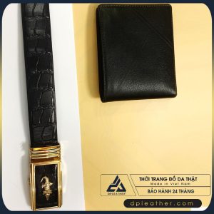 Thắt lưng da bò dập vân cá sấu cao cấp