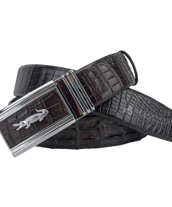 Thắt lưng da cá sấu liền bản 3.5cm màu nâu đất