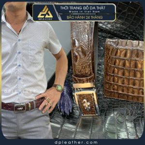 Thắt lưng da cá sấu nam liền không nối
