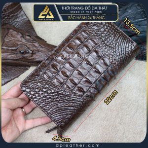 Ví Clutch cầm tay Nam da cá sấu 2 khóa màu 22 x 13.5 x 4.5cm