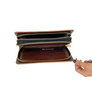 Ví cầm tay Clutch da bò Pullup 2 khóa nam nữ