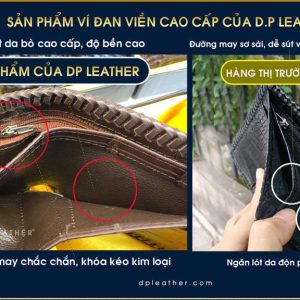 Ví da cá sấu nam đan viền cao cấp tại DP Leather
