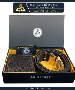 Combo ví da cá sấu và thắt lưng cá sấu đan viền tại DP Leather