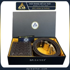 Combo ví da cá sấu và thắt lưng cá sấu đan viền tại DP Leather