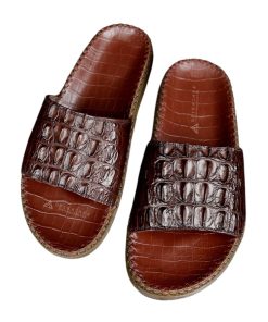 Dép da cá sấu nam quai ngang da cá sấu thật siêu bền