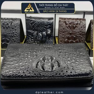 Ví cầm tay Clutch nam da cá sấu cỡ trung có bảo mật khóa số