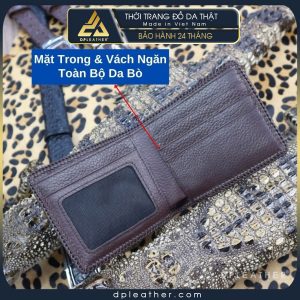 Ví da cá sấu đan viền 1 mặt
