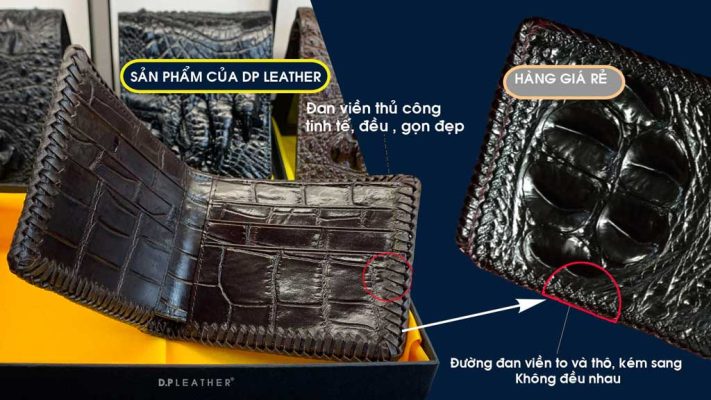 Ví da cá sấu nam đan viền 2 mặt tại DP Leather