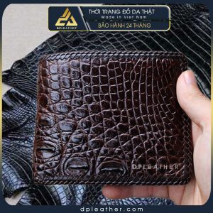 Ví da cá sấu da bụng đan viền