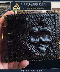 Ví da cá sấu gù đan viền