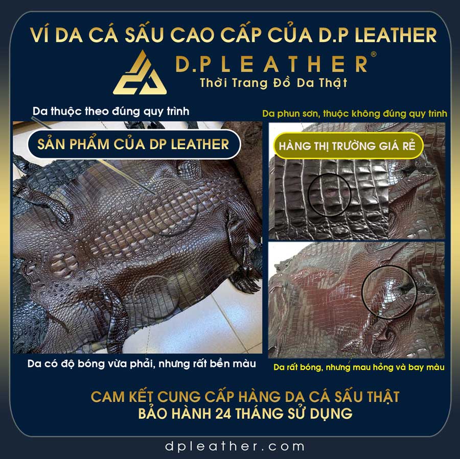 Ví da cá sấu thuộc bền màu chất lượng cao