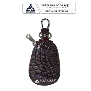 Móc khóa xe máy da cá sấu thật DMKX-201-BR Nâu